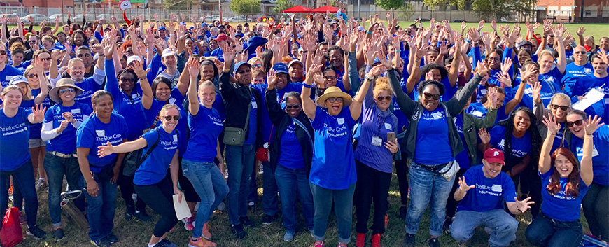 The Blue Crew at an event.