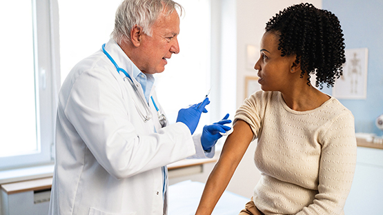 Employee getting a flu vaccine