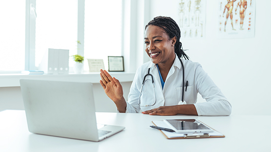 Doctor meeting with patient on a video appointment